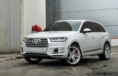 audi q7 forged wheels concave brushed gloss white accents agl32