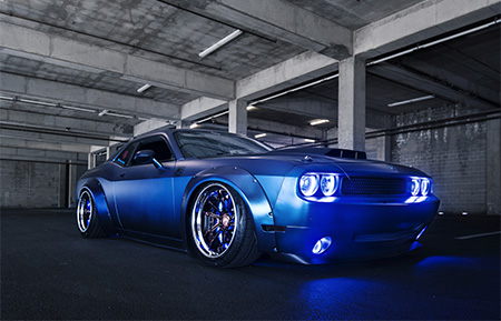 liberty walk dodge challenger forged wheels agl24 smoked mirror black chrome concave