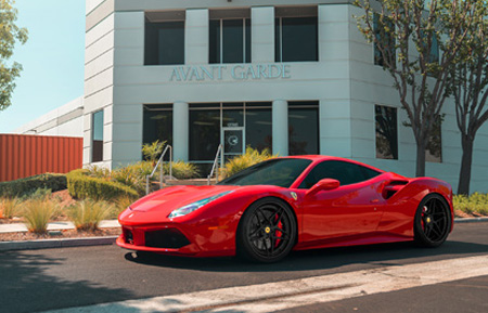 red ferrari 488 gtb 458 italia avant garde agwheels agluxury luxury rims wheel rim wheels agl42 spec3 five spoke split concave 21inch 22inch inch