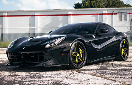 ferrari f12 berlinetta f12berlinetta forged wheels custom concave wheel matte black yellow accents