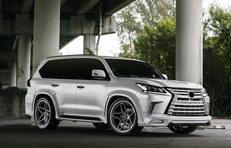 gloss black white accent lip lexus lx570 wald mccustom miami suv wheels concave agl42 spec3 wheels rims