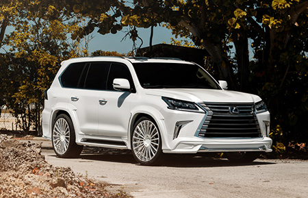 lexus lx570 wald wide body forged wheels gloss white polished agl25