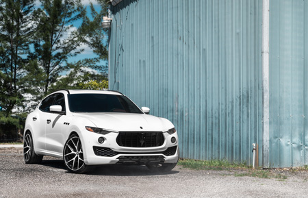 white maserati levante avant garde agwheels wheel wheels agluxury luxury agl23 forged forge monoblock five spoke split concave black two tone sport suv 22inch inch 22