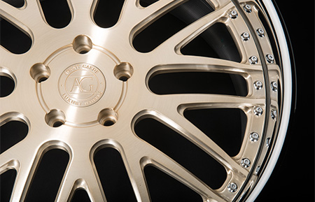 agl10 brushed champagne chrome lip custom forged 3 piece wheels