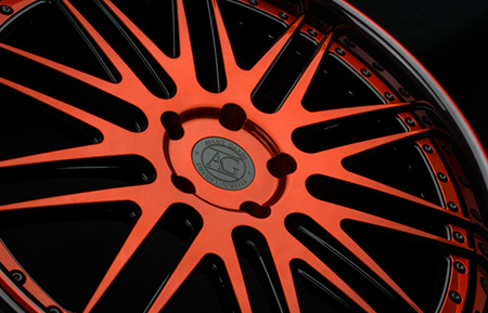 agl10 3 piece 3piece three agwheels agluxury avant garde wheels wheel rim rims forged spec1 gloss orange black two tone lip jeep grand cherokee colormatched tire tires ag wheels spokes spoke stance