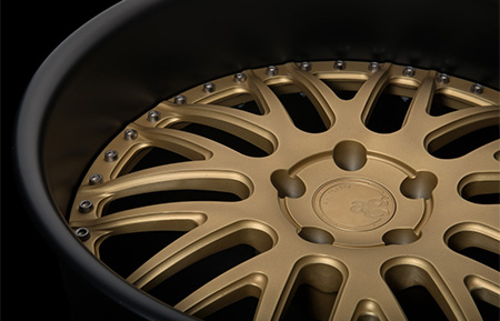 agl10 gold custom forged 3 piece wheels matte black lip