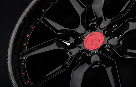 agl13 forged wheels gloss black carbon fiber lip red hardware