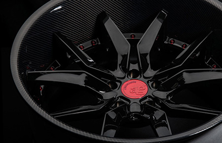 agl13 forged concave wheels gloss black carbon fiber lip red hardware