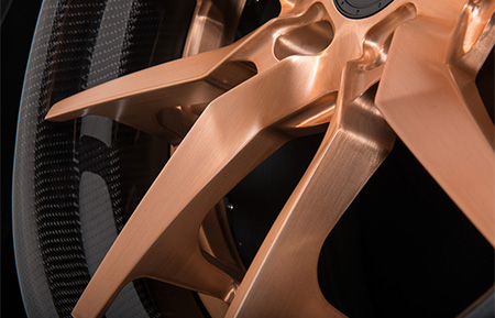 agl13 concave forged wheels matte brushed rose gold carbon fiber lip