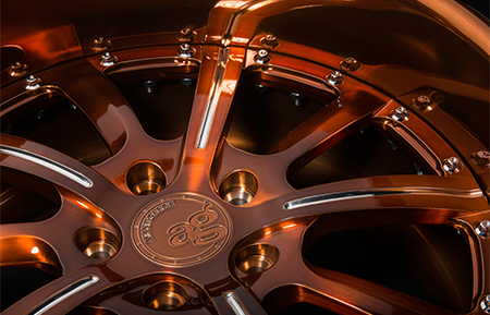 agl17 3 piece custom forged wheels brushed cognac polished accents