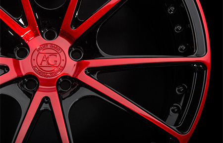 agl19 duo block forged concave wheels brushed candy apple red gloss black accents