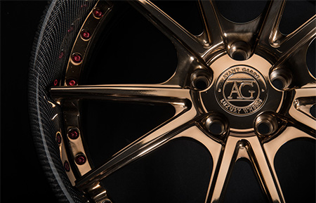 agl19 custom forged wheels concave polished liquid bronze carbon fiber lip