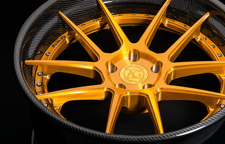 agl21 spec3 concave forged wheels brushed gold bullion carbon fiber lip