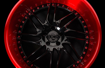 agl28 gloss black brushed candy apple red lip forged wheels directional