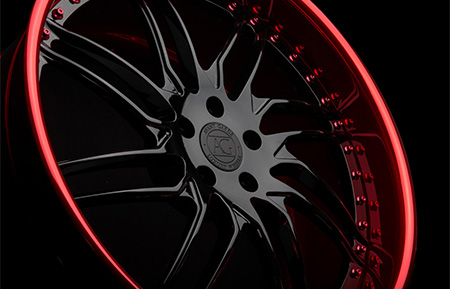 agl28 directional forged wheels gloss black brushed candy apple red