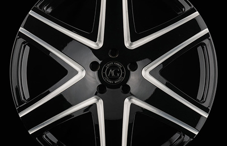 agl34 monoblock concave forged wheels gloss black brushed accents