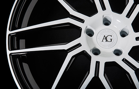 agl35 monoblock forged directional wheels gloss white black accents