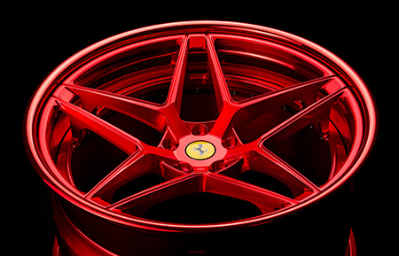 agl42 spec3 three piece rims forged concave wheels brushed candy apple red ferrari agluxury avant garde luxury wheel