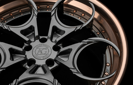 agl46 spec3 three piece rims forged concave wheels brushed rose gold gloss grigio gunmetal ferrari lambo lamborghini agluxury avant garde luxury wheel